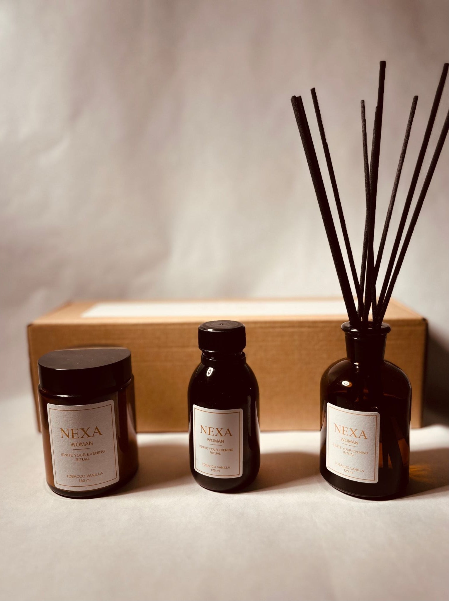 nexa parfume next to each other